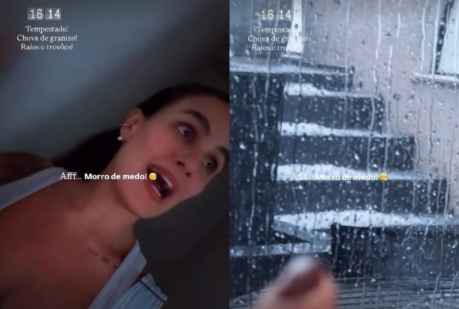 Carol Peixinho mostrou chuva de granizo que atingiu sua casa - Reprodução/Instagram