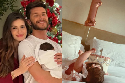 Camila Queiroz e Klebber Toledo celebram primeiro mês de vida da filha Clara