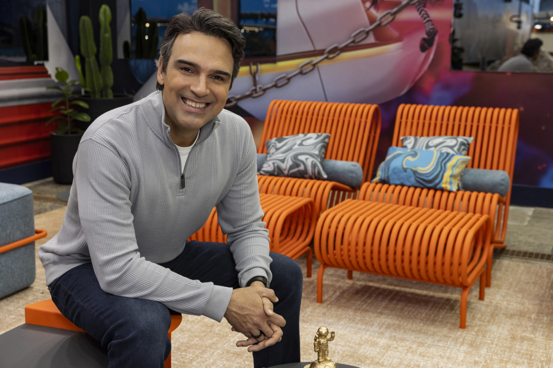 Tadeu Schmidt na Casa do BBB - Fabio Rocha / TV Globo