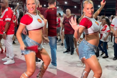 Vídeo: Grávida, Lore Improta samba muito em ensaio da Viradouro