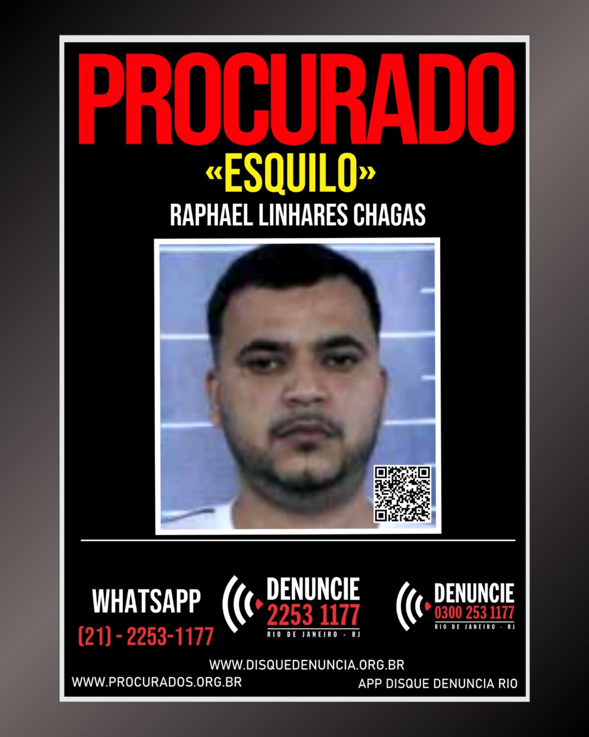 Raphael Linhares Chagas, o Esquilo, é considerado foragido da Justiça - Reprodução