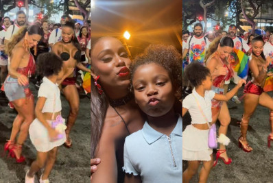 Filha de MC Rebecca encanta ao sambar com mãe e Vivi Araújo no Salgueiro