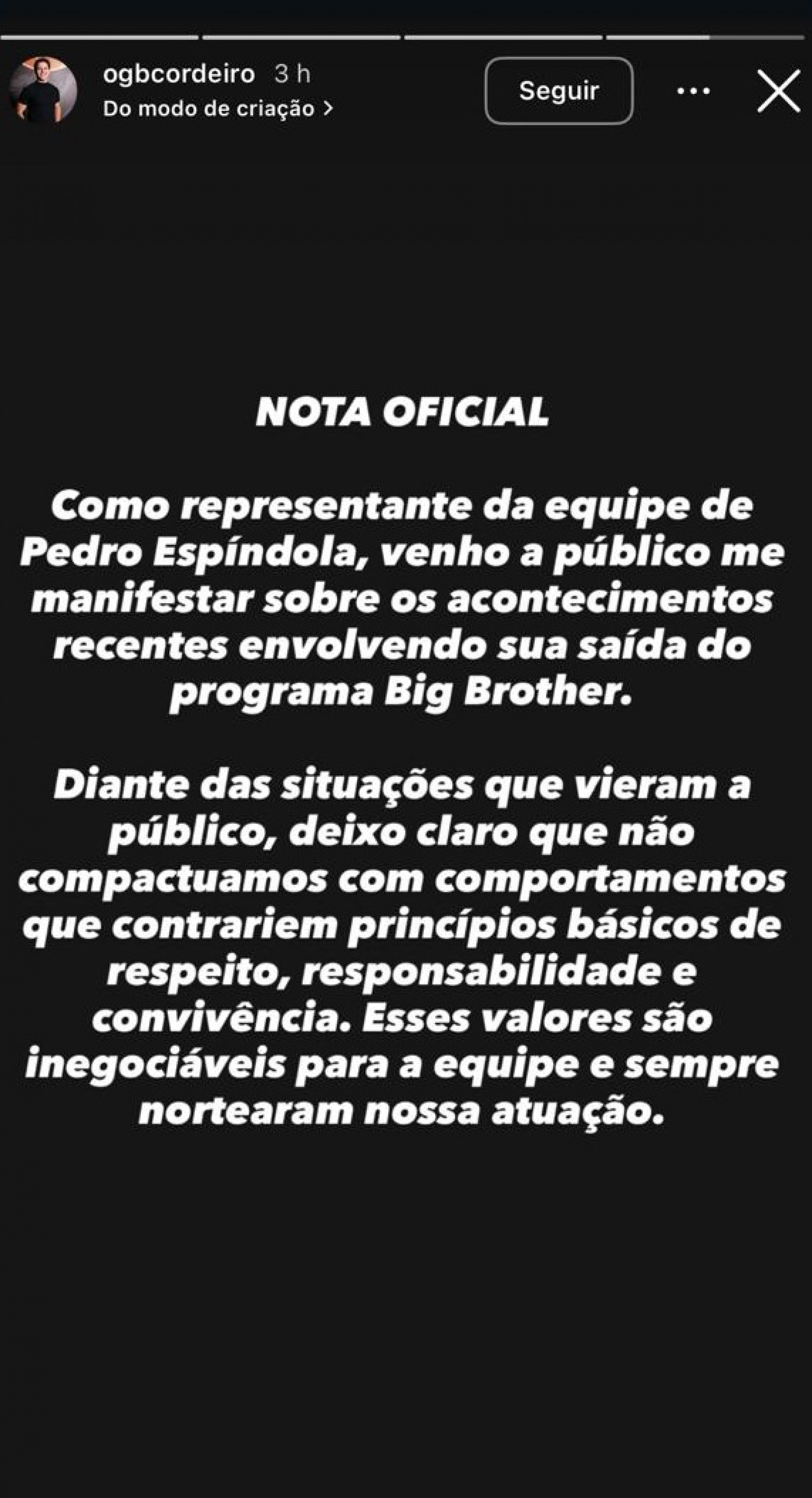 Equipe de Pedro abandona trabalho nas redes socias - Reprodução do Instagram