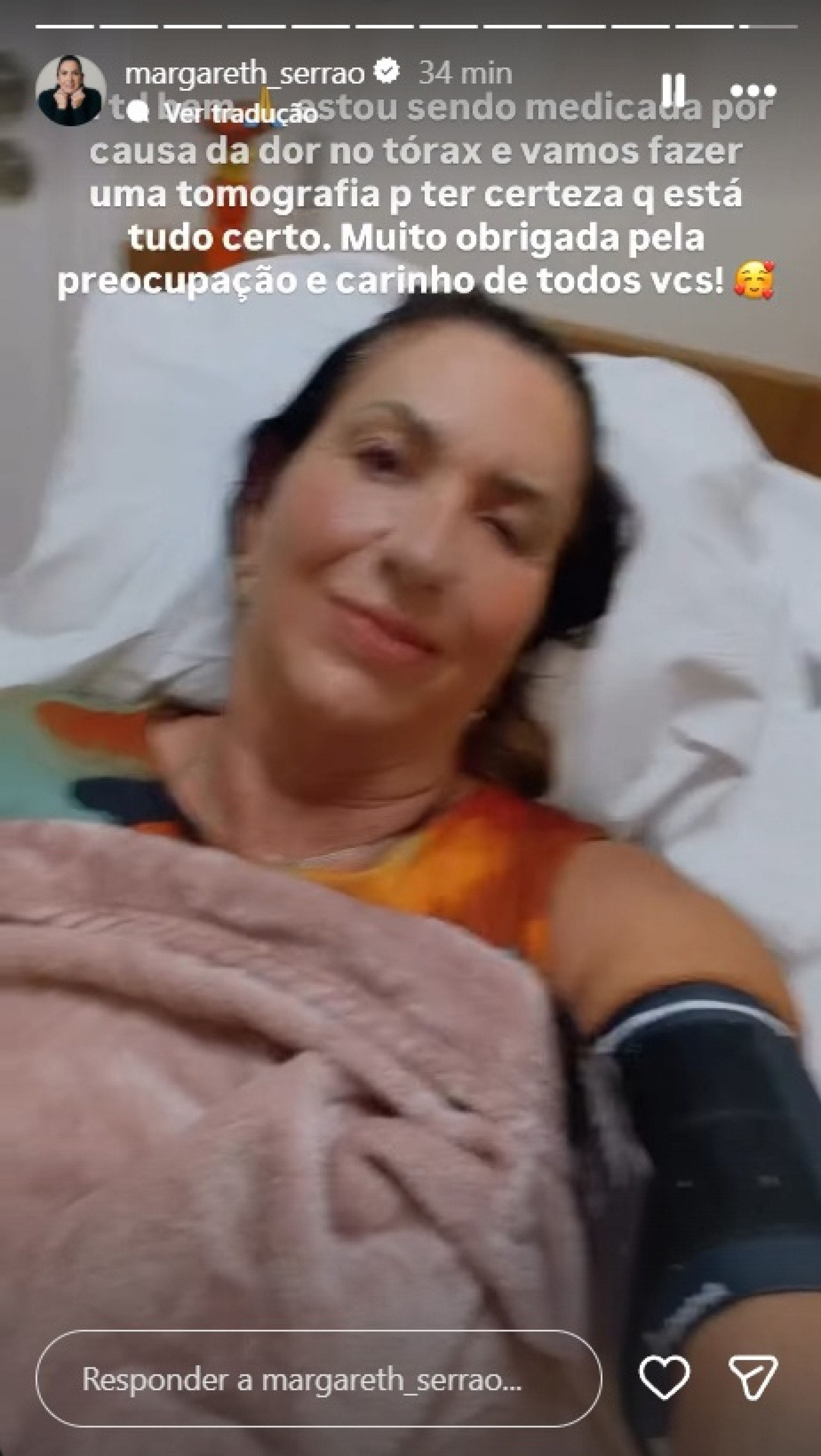 Margareth Serrão atualiza seu estado de saúde - Reprodução / Instagram