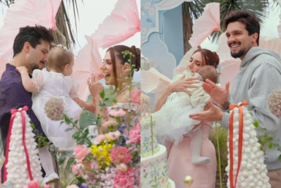 Luan Santana e Jade Magalhães celebram 1 ano da filha Serena com festa