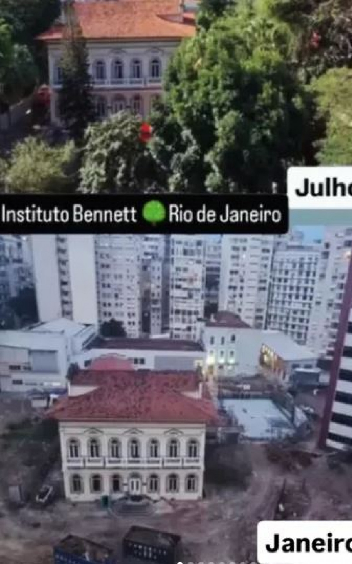 Imagem mostra antes e depois do corte das &aacute;rvores - Rede Social