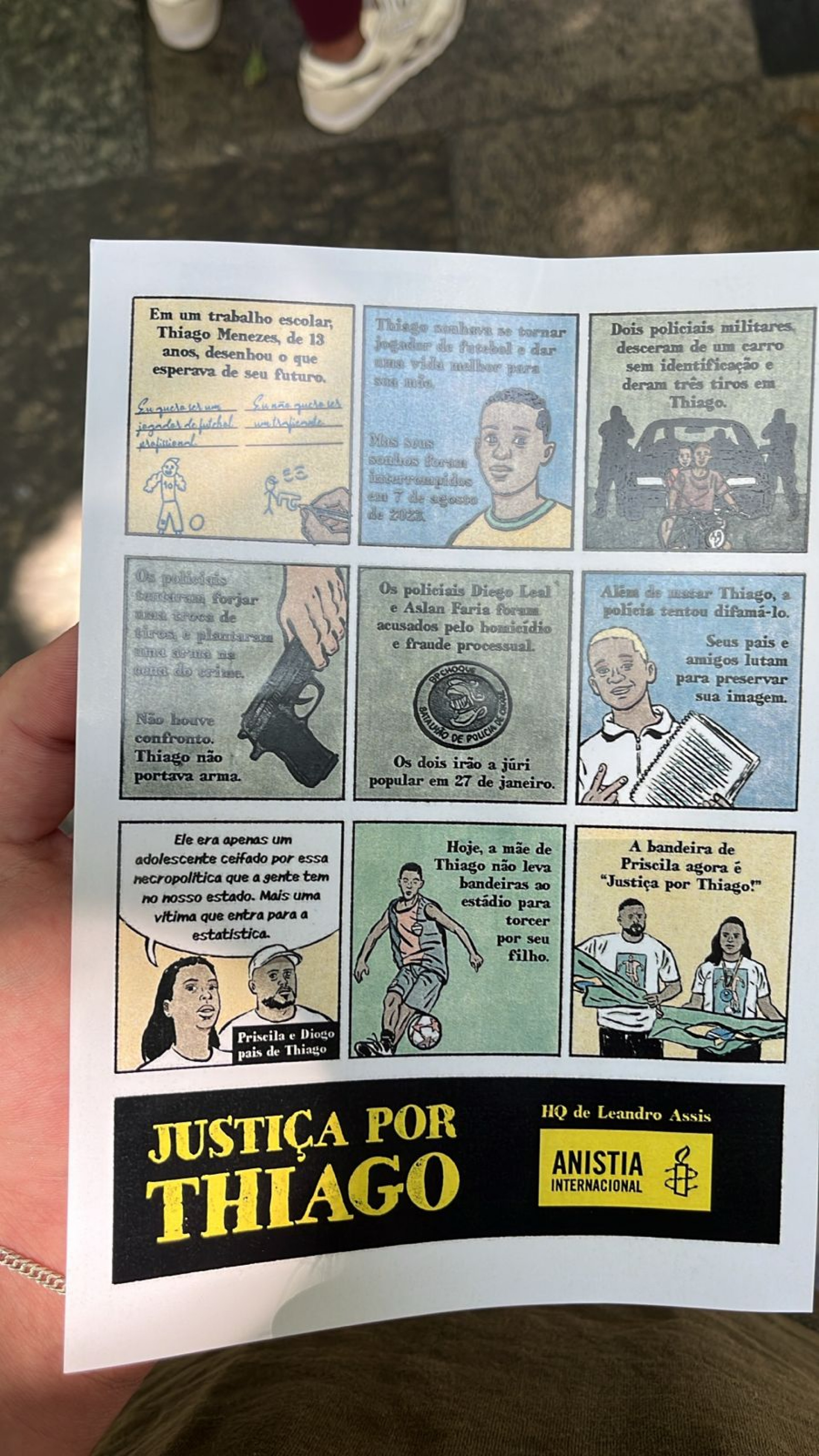 Quadrinhos feito pela Anistia Internacional conta a hist&oacute;ria de Thiago Flausino - Fred Vidal / Ag&ecirc;ncia O Dia