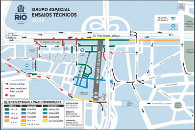 CET-Rio monta operação especial para ensaios técnicos na Sapucaí; veja as interdições