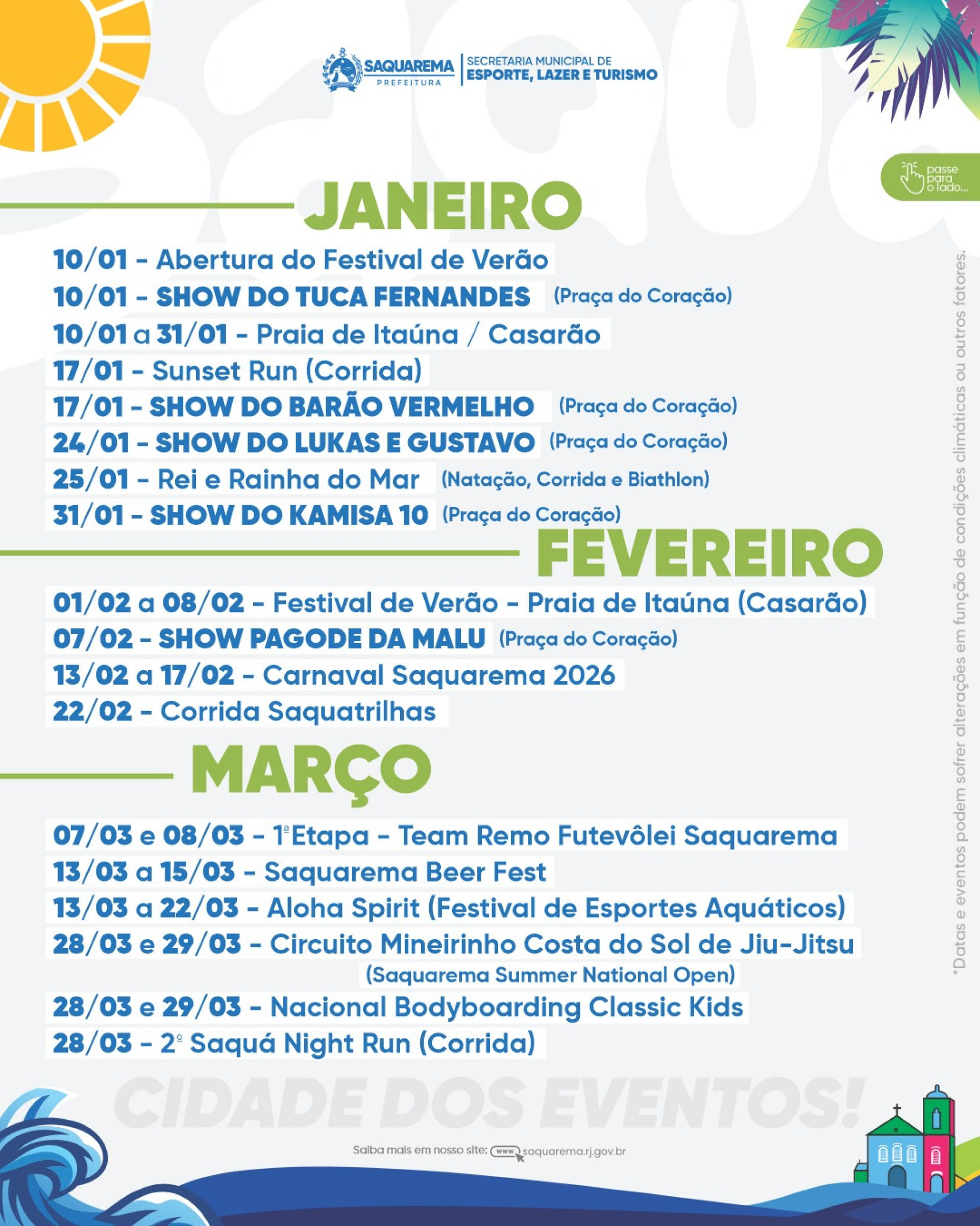 Prefeitura apresenta o Calendário Oficial de Eventos para 2026 da cidade de Saquarema - Divulgação/Prefeitura de Saquarema