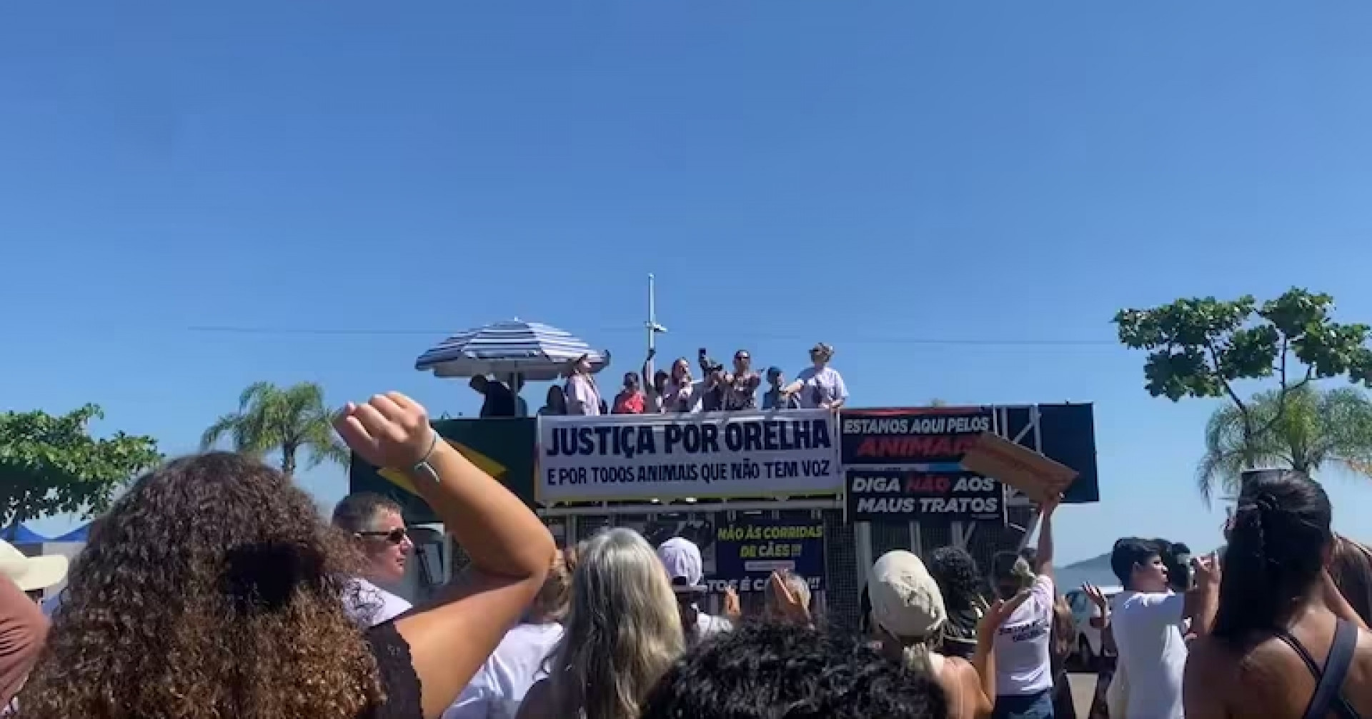 Em Florian&oacute;polis, onde Orelha foi morto, o protesto ocorre no trapiche da Avenida Beira Mar Norte - Reprodu&ccedil;&atilde;o / Redes sociais