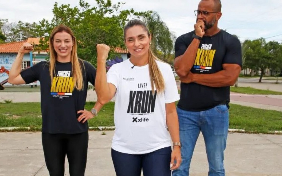 Secretária da Mulher, Daniele Martins, secretário de Lazer e Esportes, Diego Neves e a idealizadora do XRUN, Helena Maltez