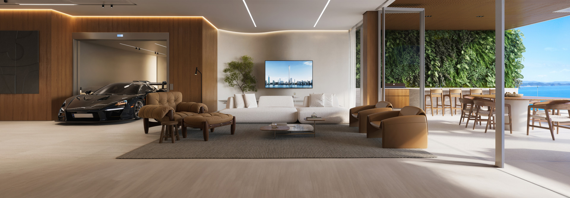 Elevador de carro estará presente nas 18 mansões suspensas de residencial que está sendo construído em Balneário Camboriú