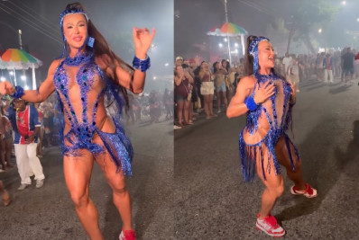 Gracyanne Barbosa exibe as curvas em ensaio da União da Ilha