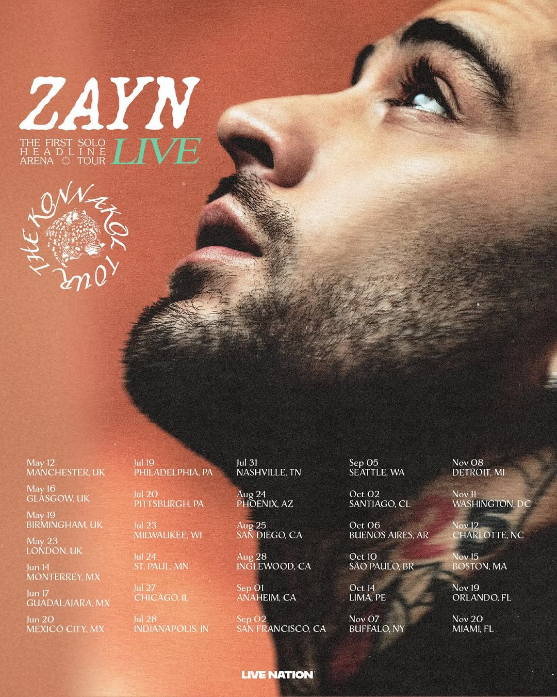 Zayn Malik anunciou datas de shows da 'The Konnakol Tour' - Reprodução/Instagram 