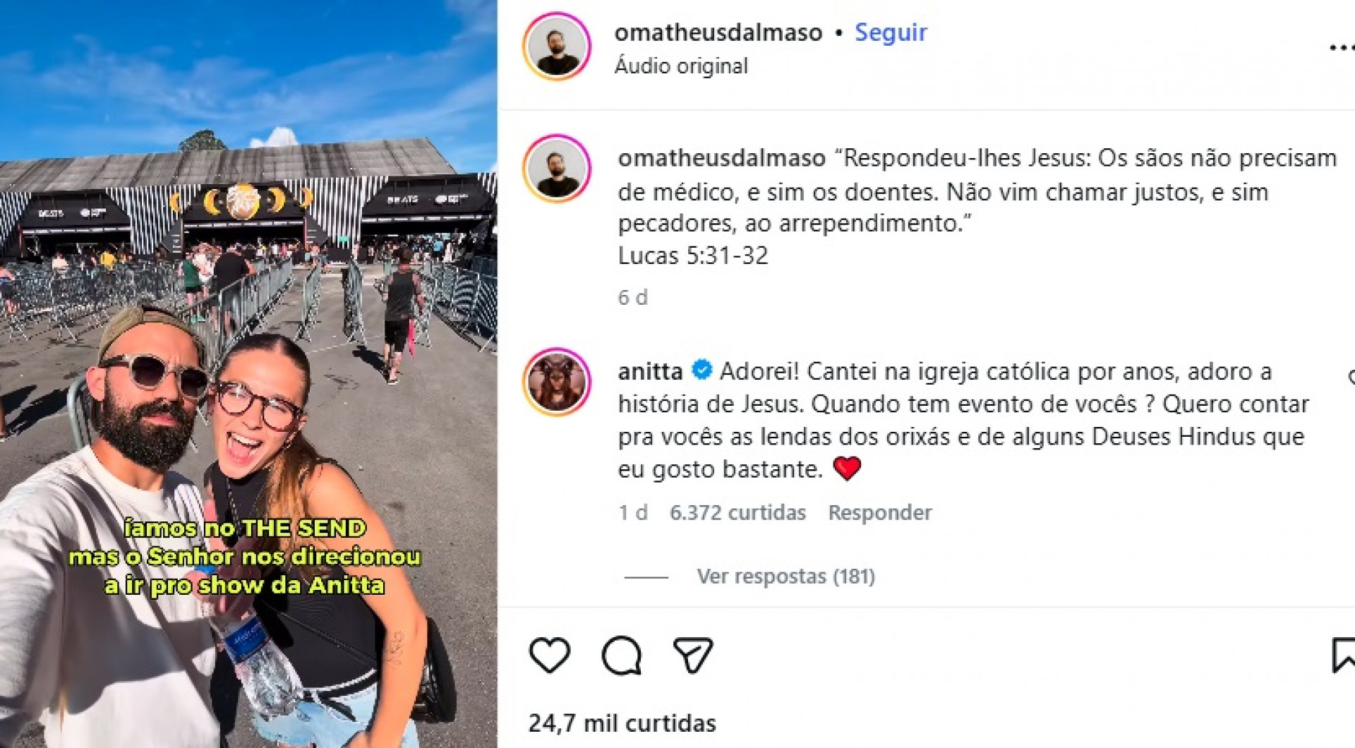 Anitta responde casal evangélico - Reprodução do Instagram