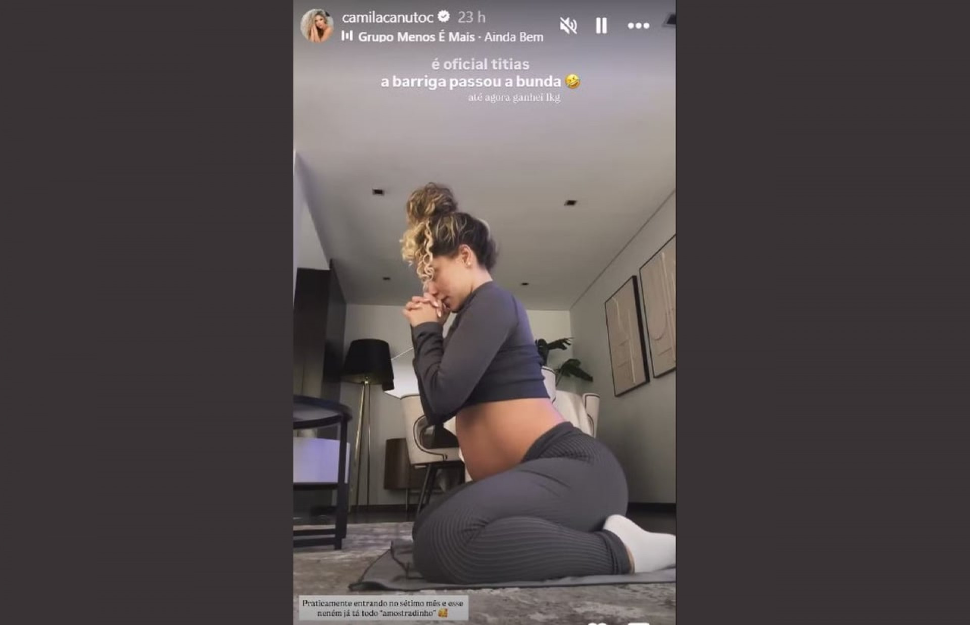 Na reta final da gravidez, Camila Canuto muda de pa&iacute;s e se aproxima de Samuel Lino