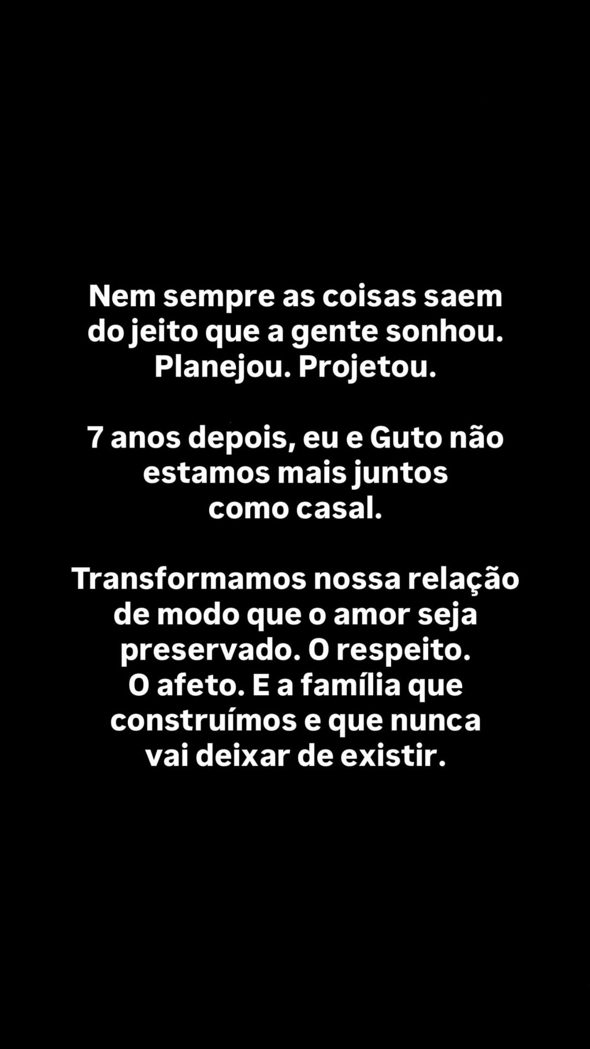 Julia Faria comunicou o fim do relacionamento com Guto Cavanha  - Reprodução/Instagram 