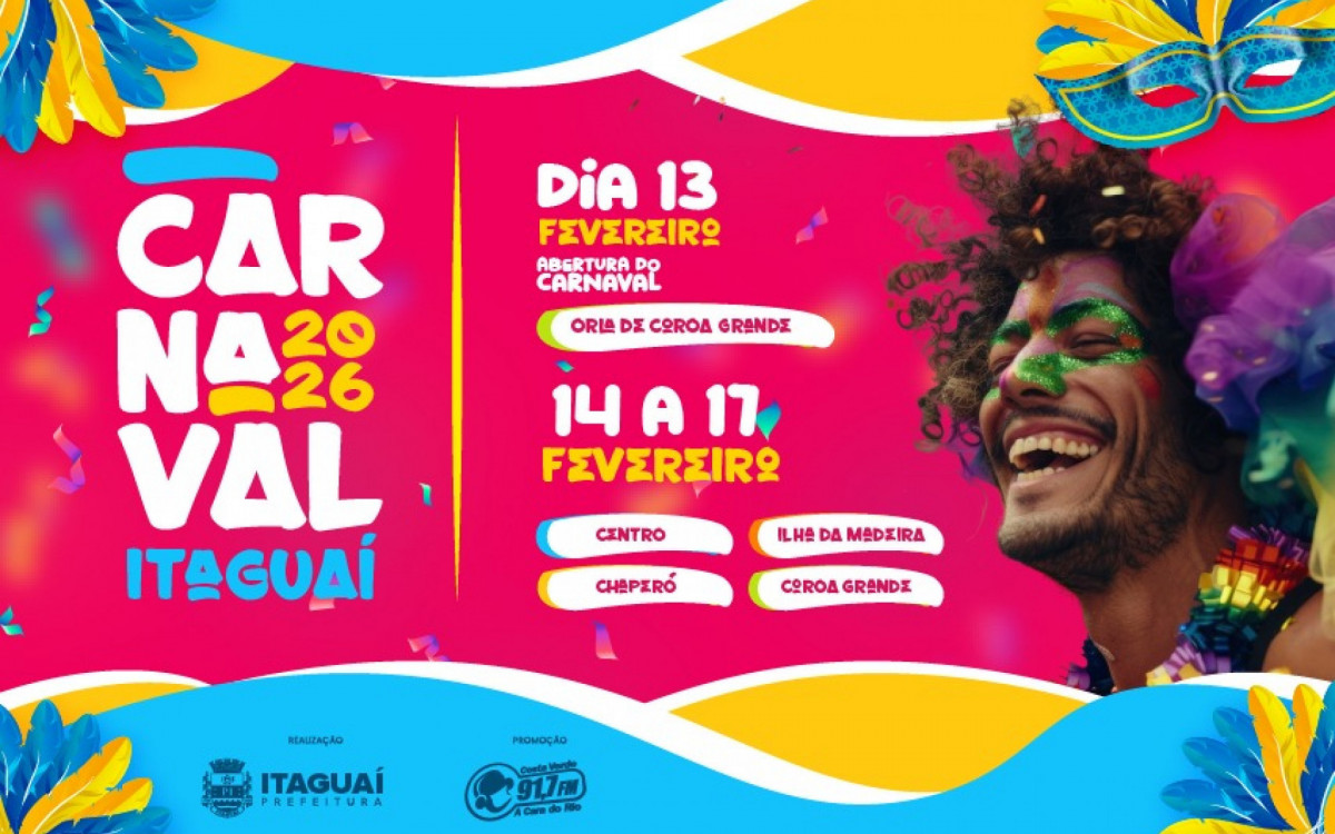 Carnaval de 13 a 17 de fevereiro, você não pode ficar de fora!