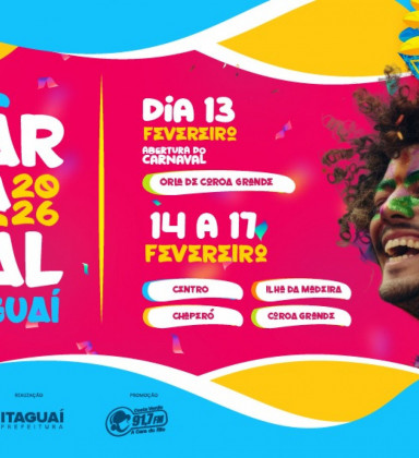 Carnaval 2026 em Itaguaí acontece no Centro, Coroa Grande, Chaperó e Ilha da Madeira