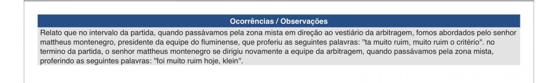 Parte da s&uacute;mula do cl&aacute;ssico entre Fluminense e Botafogo - Reprodu&ccedil;&atilde;o/CBF