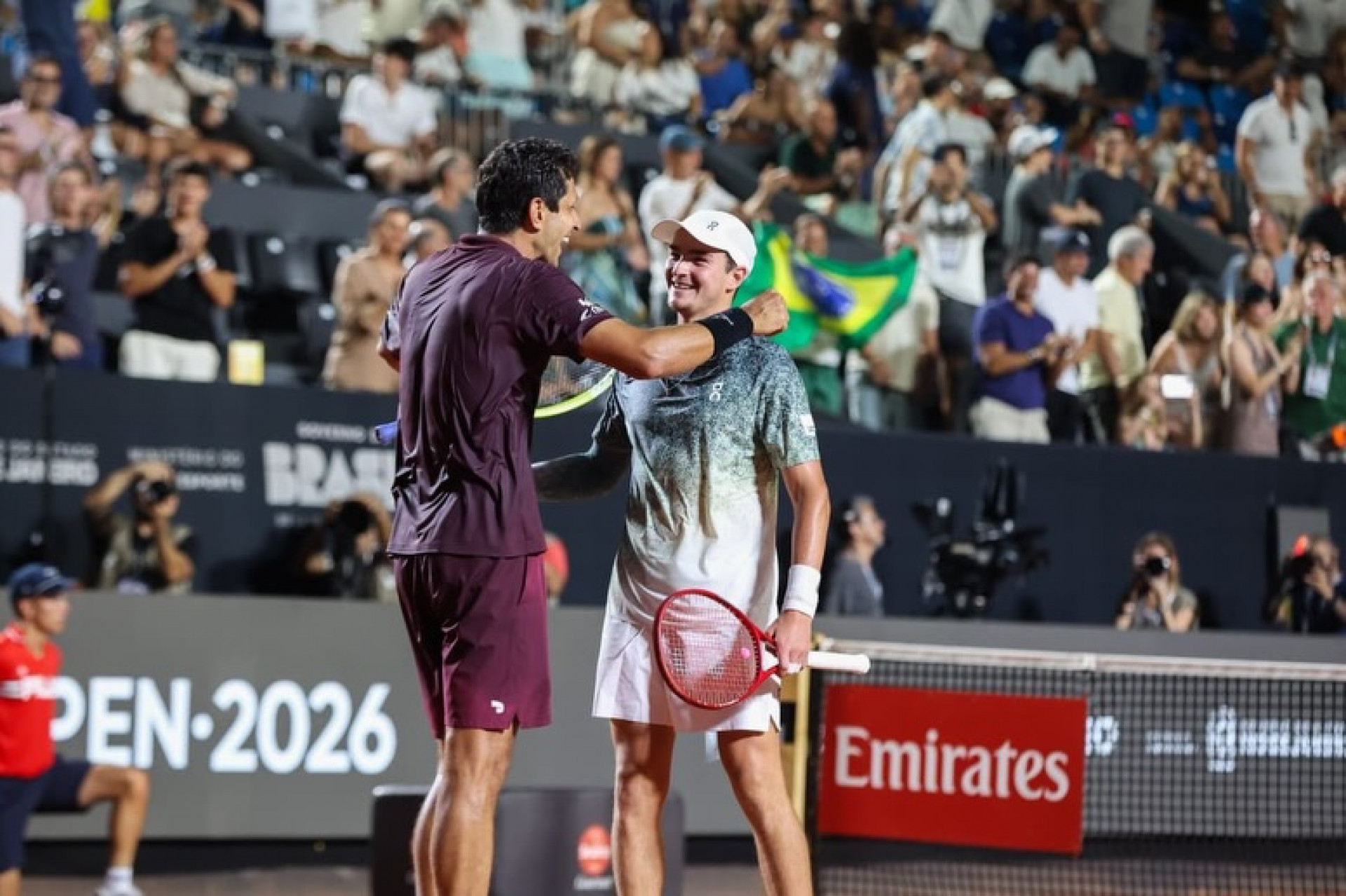 Marcelo Melo e Jo&atilde;o Fonseca comemoram nova vit&oacute;ria no Rio Open
