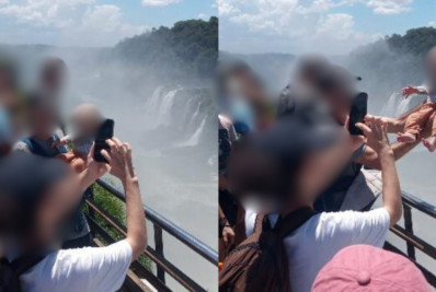 Homem arrisca vida de bebê para foto em mirante das cataratas do Iguaçu