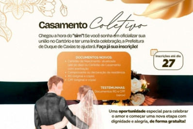 Prefeitura de Caxias abre inscrições para casamento coletivo
