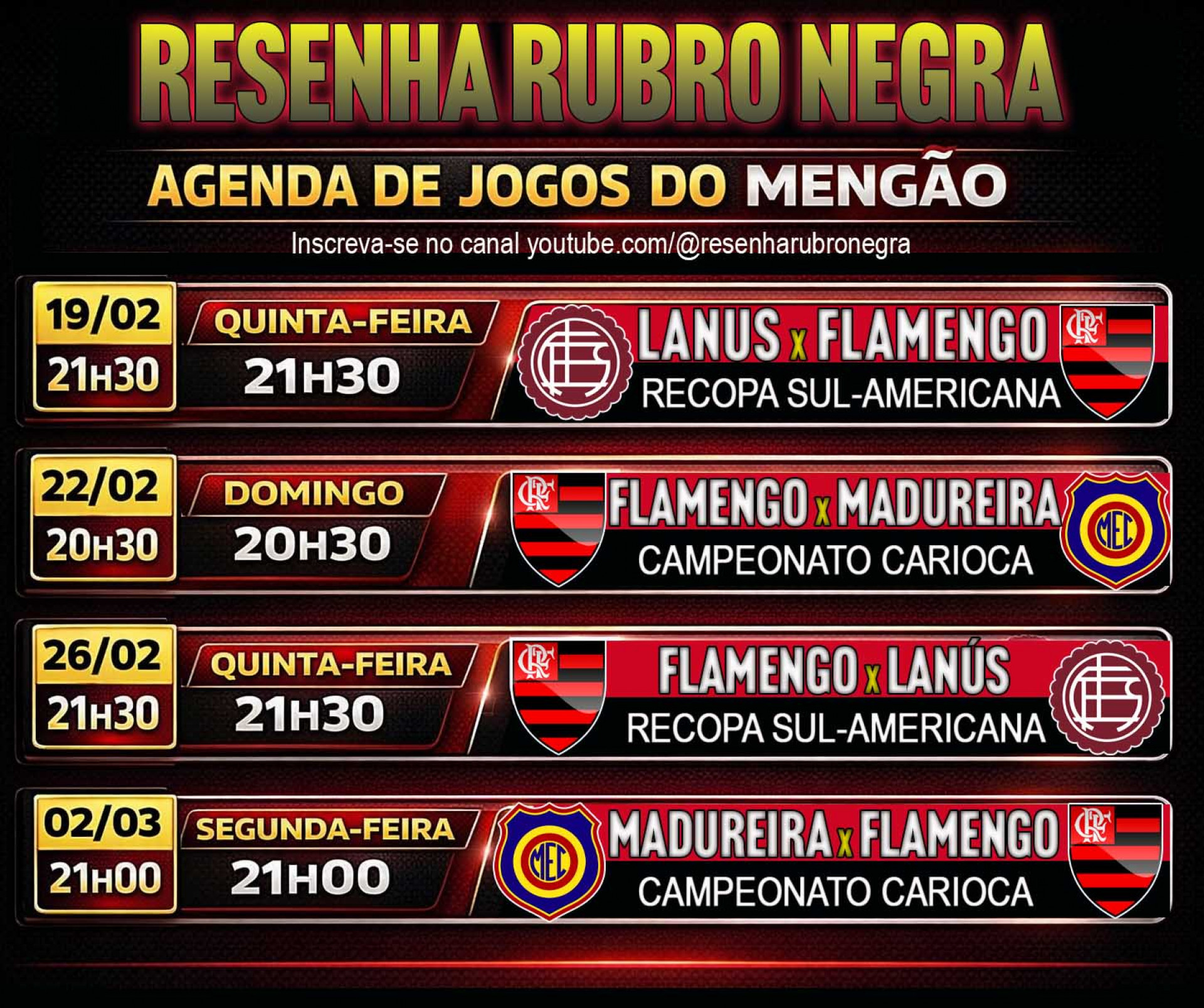 Flamengo tem agenda de decis&otilde;es para os pr&oacute;ximos dias - Canal do YouTube Resenha Rubro Negra