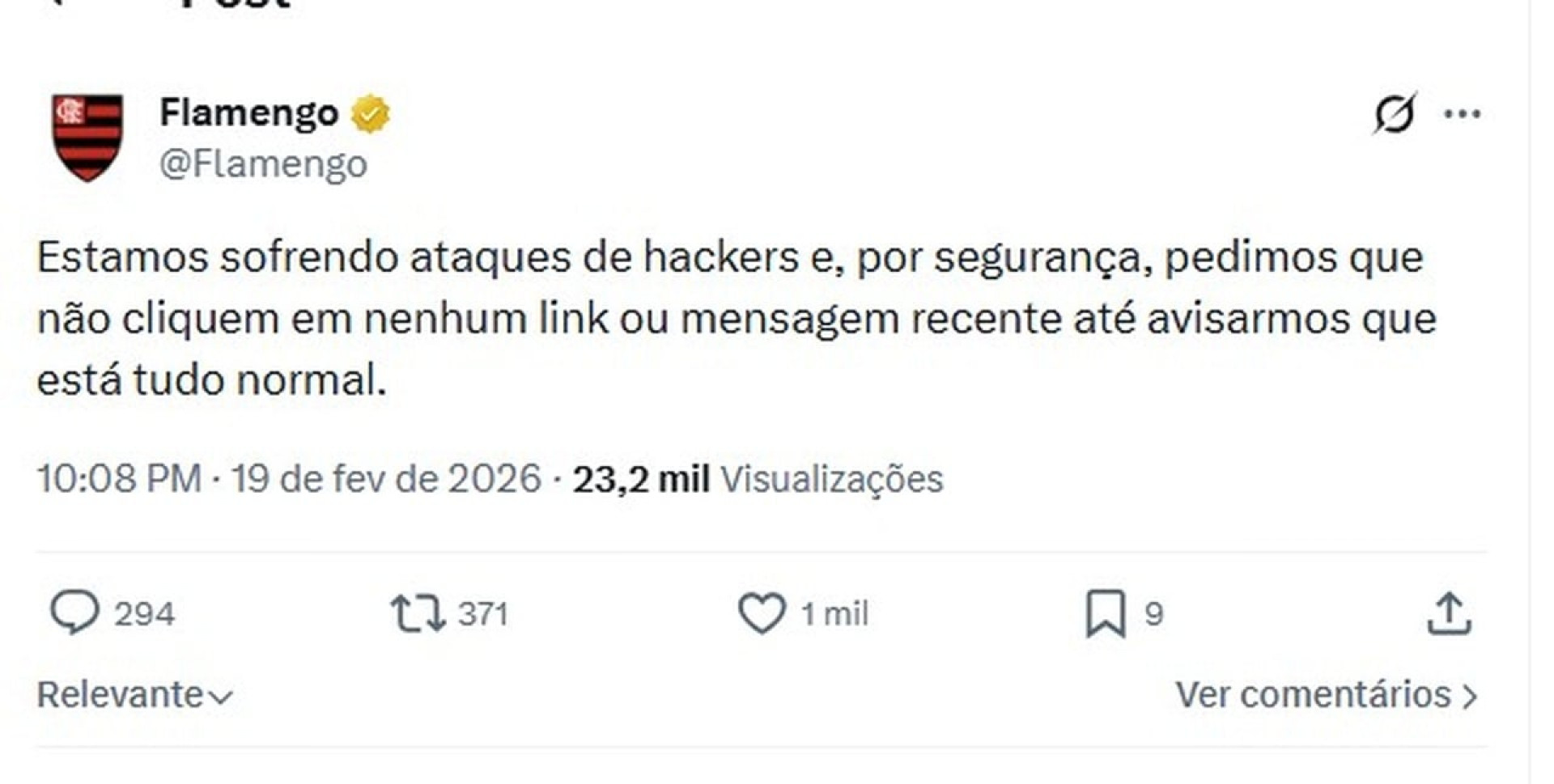 Flamengo sofre ataque de hackers no X durante final