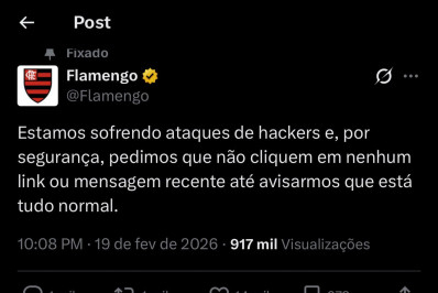 Página do Flamengo no X sofre ataque hacker durante Recopa: 'Vasco é o maior do Rio'