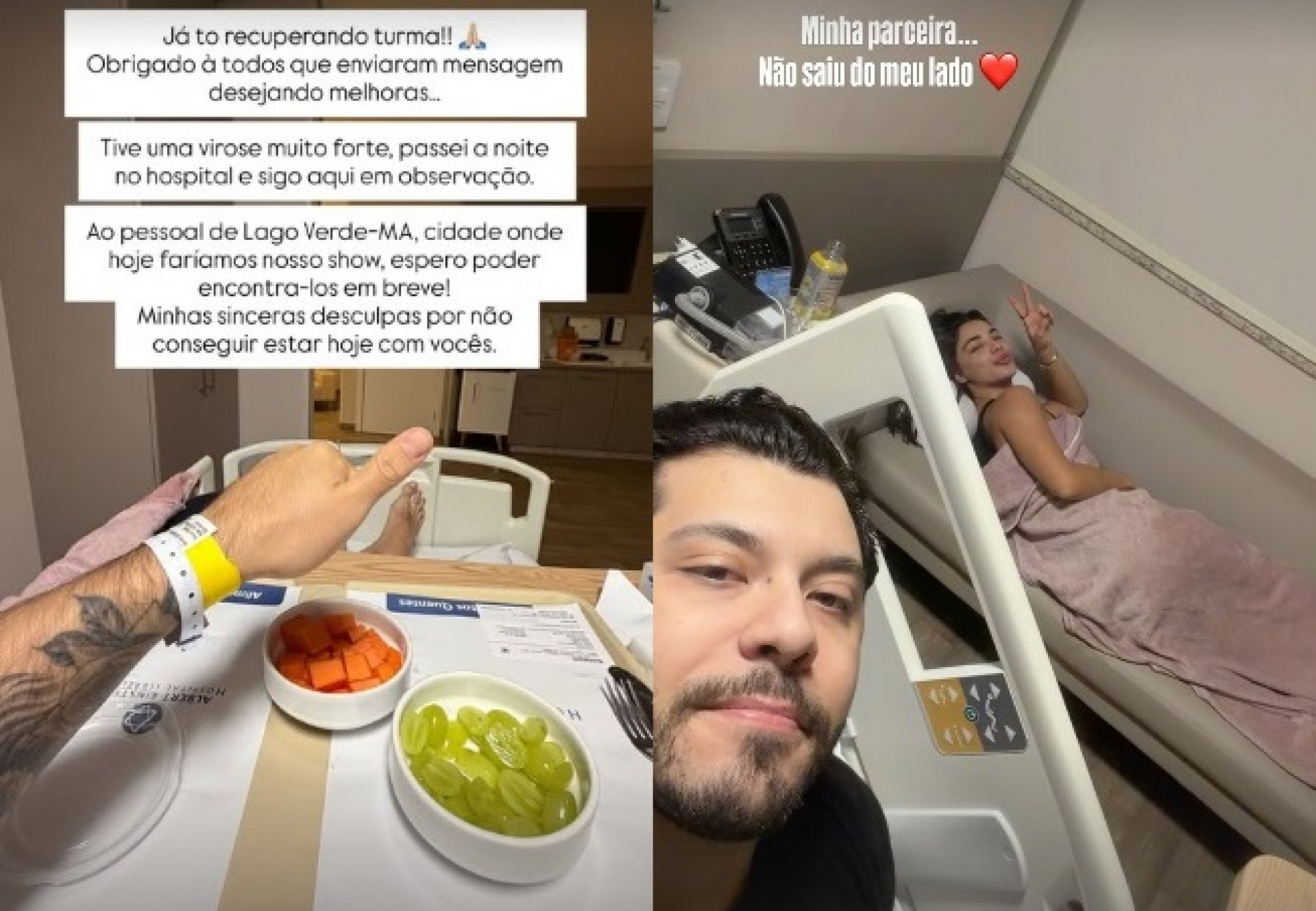 Gabriela Versiani ficou ao lado do noivo, Murilo Huff, no hospital - Reprodução/Instagram 