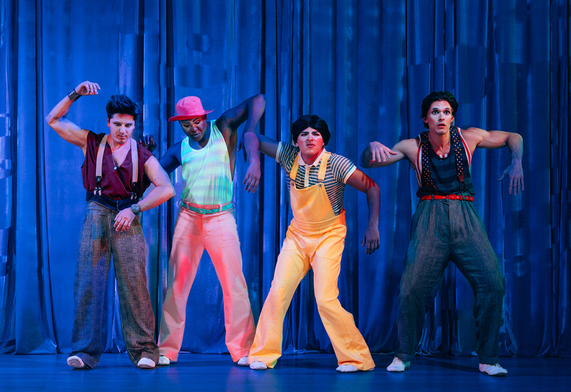 'Adorável Trapalhão ? O Musical' é estrelado por Vicenthe Delgado (Zacarias),  Rafael Aragão (Didi), Thadeu Torres (Dedé) e Rupa Figueira (Mussum) - Melina Knolow / Divulgação