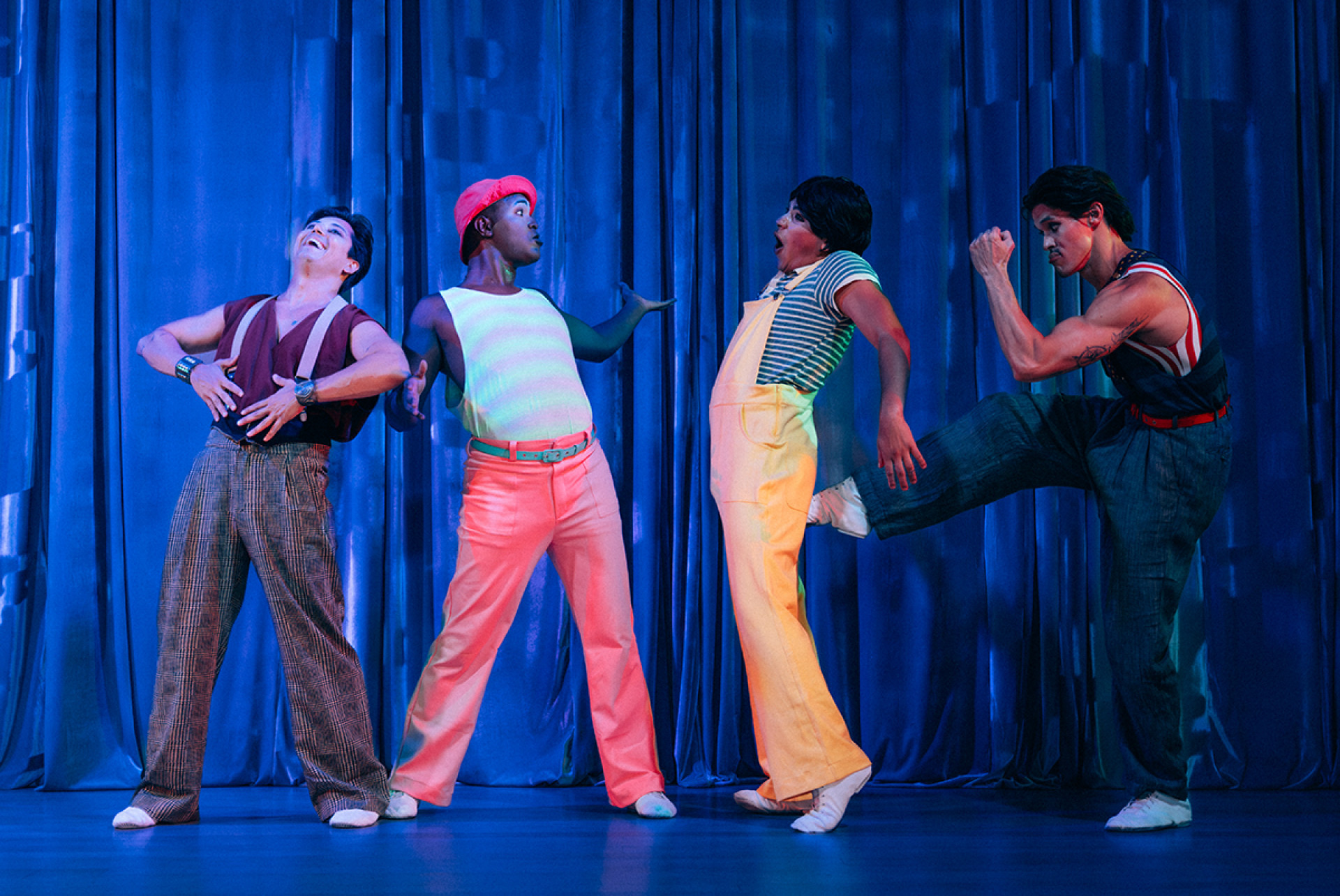 'Adorável Trapalhão ? O Musical' é estrelado por Vicenthe Delgado (Zacarias),  Rafael Aragão (Didi), Thadeu Torres (Dedé) e Rupa Figueira (Mussum) - Melina Knolow / Divulgação