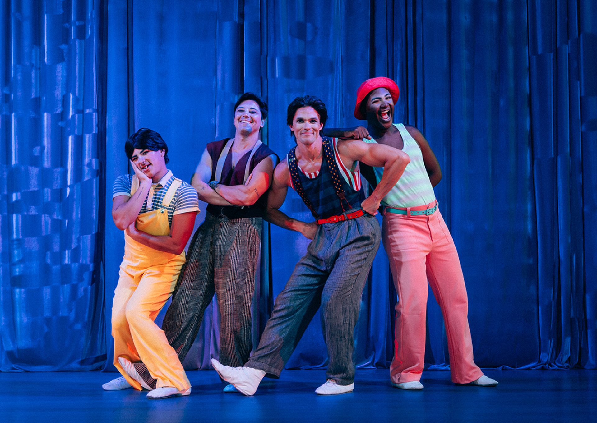 'Adorável Trapalhão ? O Musical' é estrelado por Vicenthe Delgado (Zacarias),  Rafael Aragão (Didi), Thadeu Torres (Dedé) e Rupa Figueira (Mussum) - Melina Knolow / Divulgação