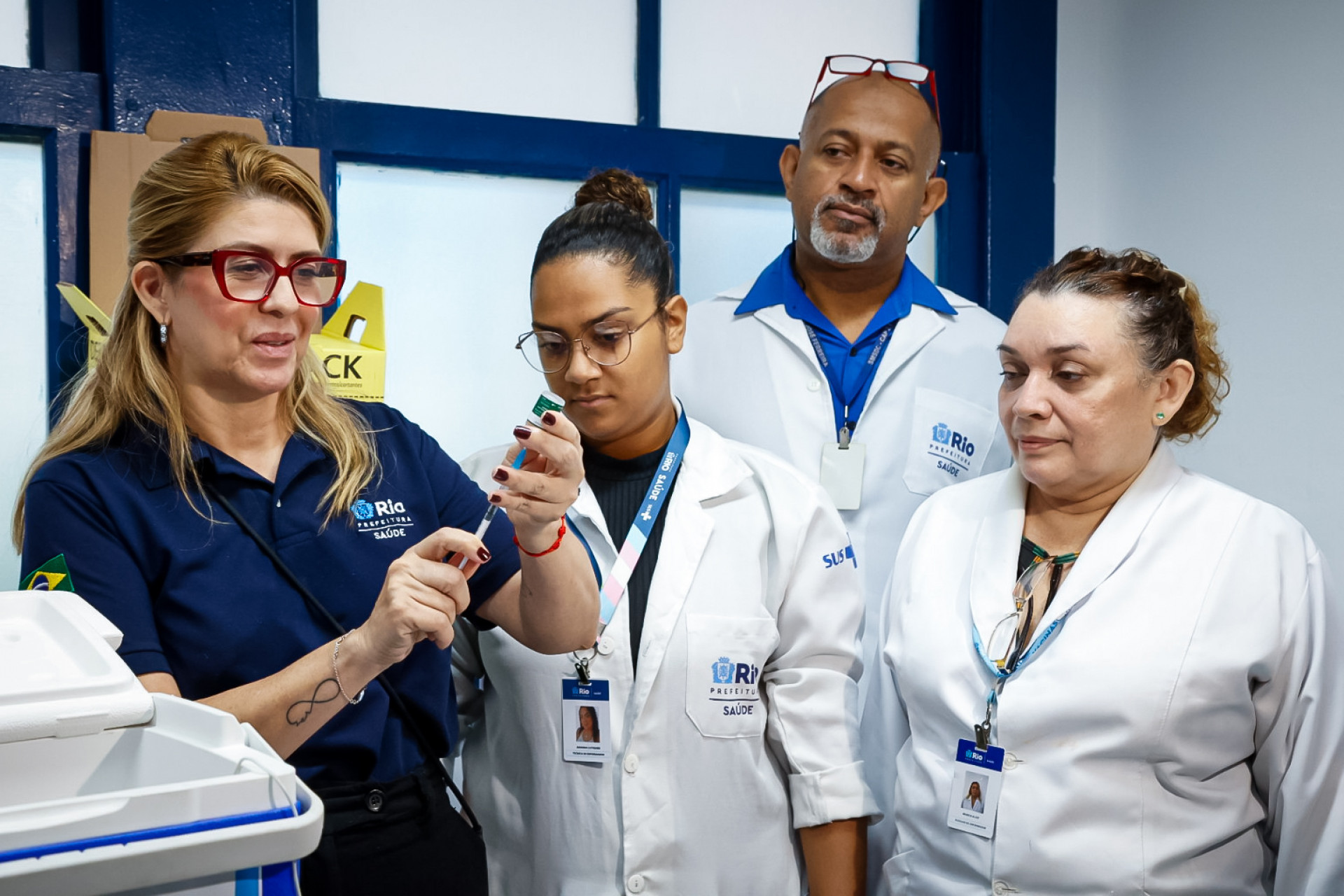 Início da campanha de vacinação aconteceu no Centro Municipal de Saúde José Manoel Ferreira - Edu Kapps / Divulgação Secretaria Municipal de Saúde