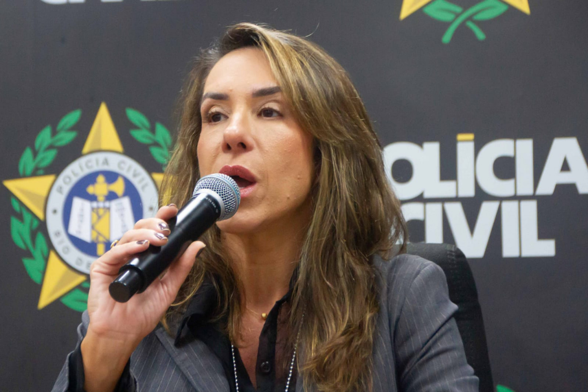 Raissa Celes, do Departamento de Pol&iacute;cia da Capital, em coletiva sobre mais uma fase da Opera&ccedil;&atilde;o Espoliador - &Eacute;rica Martin/Ag&ecirc;ncia O Dia