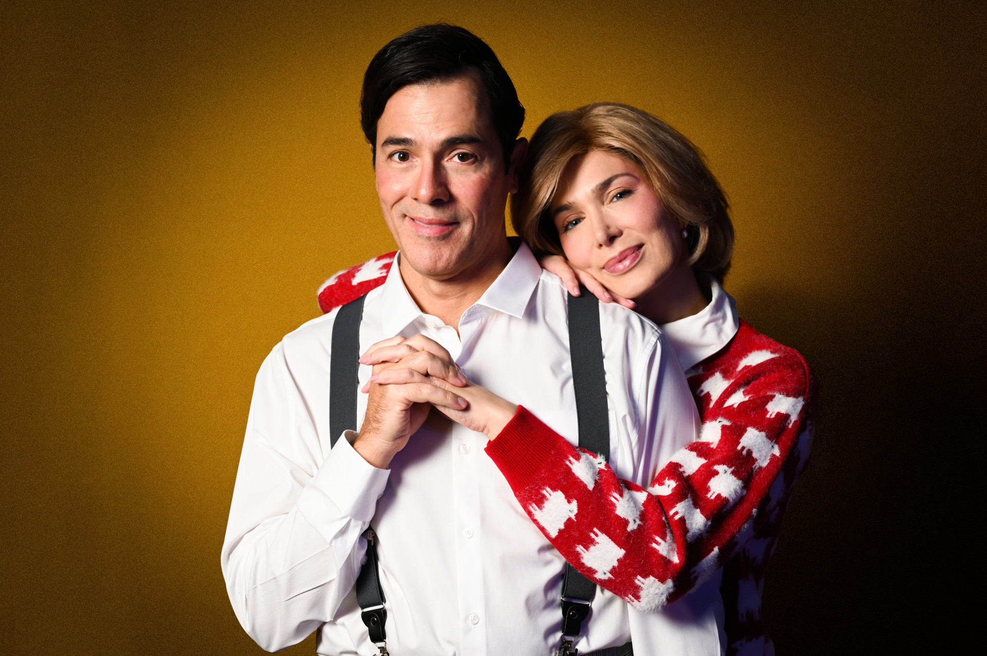 Claudio Lins e Sara Sarres caracterizados como Príncipe Charles e Princesa Diana - Carlos Costa / Divulgação