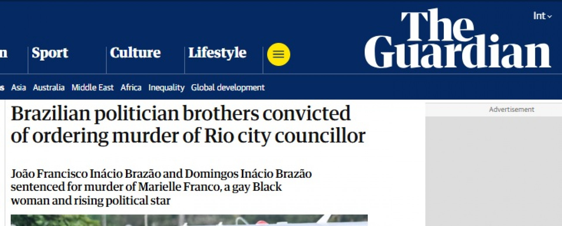 The Guardian repercutiu condenação no caso Marielle Franco - Reprodução