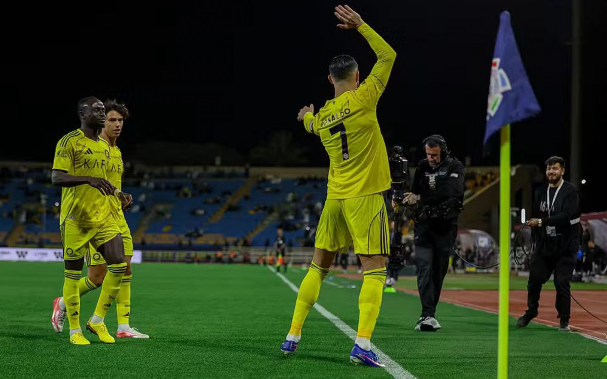 Cristiano Ronaldo em comemoração na Liga Saudita