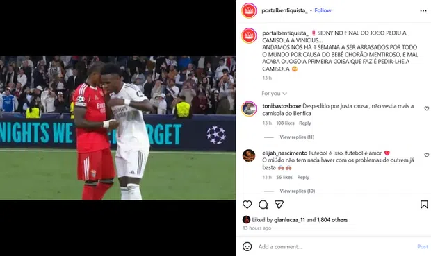 Prestianni curte comentário crítico a companheiro que pediu camisa de Vini Jr