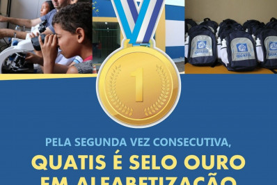 Pela segunda vez consecutiva, Quatis é Selo Ouro em alfabetização e fica entre os 4 municípios do Sul Fluminense que foram destaques em 2025