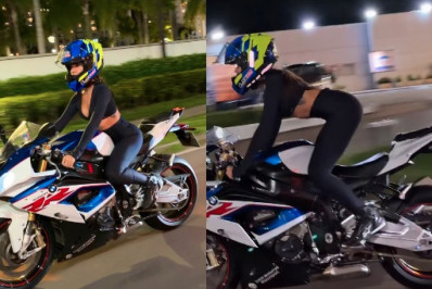 Juliette pilota moto e namorado reage: 'Posso andar na sua garupa?' 