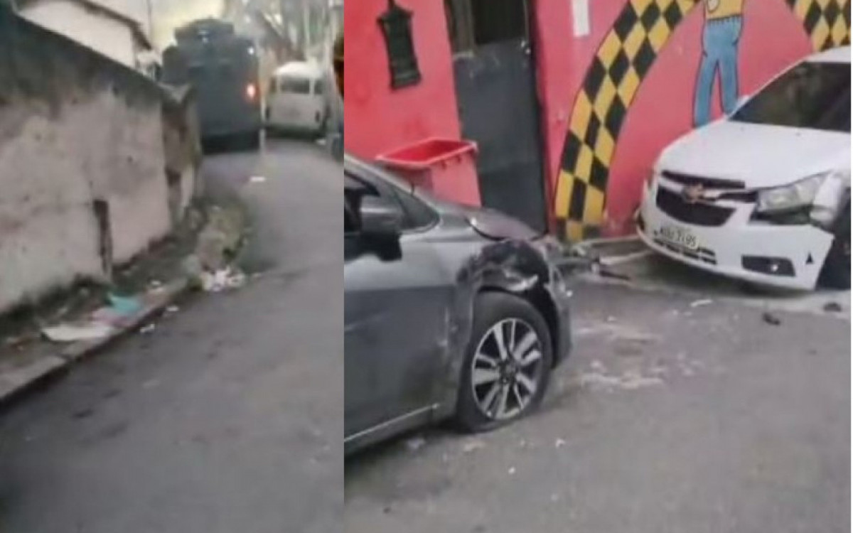 Blindado da PM destruiu carros de moradores que estavam estacionados no Andaraí