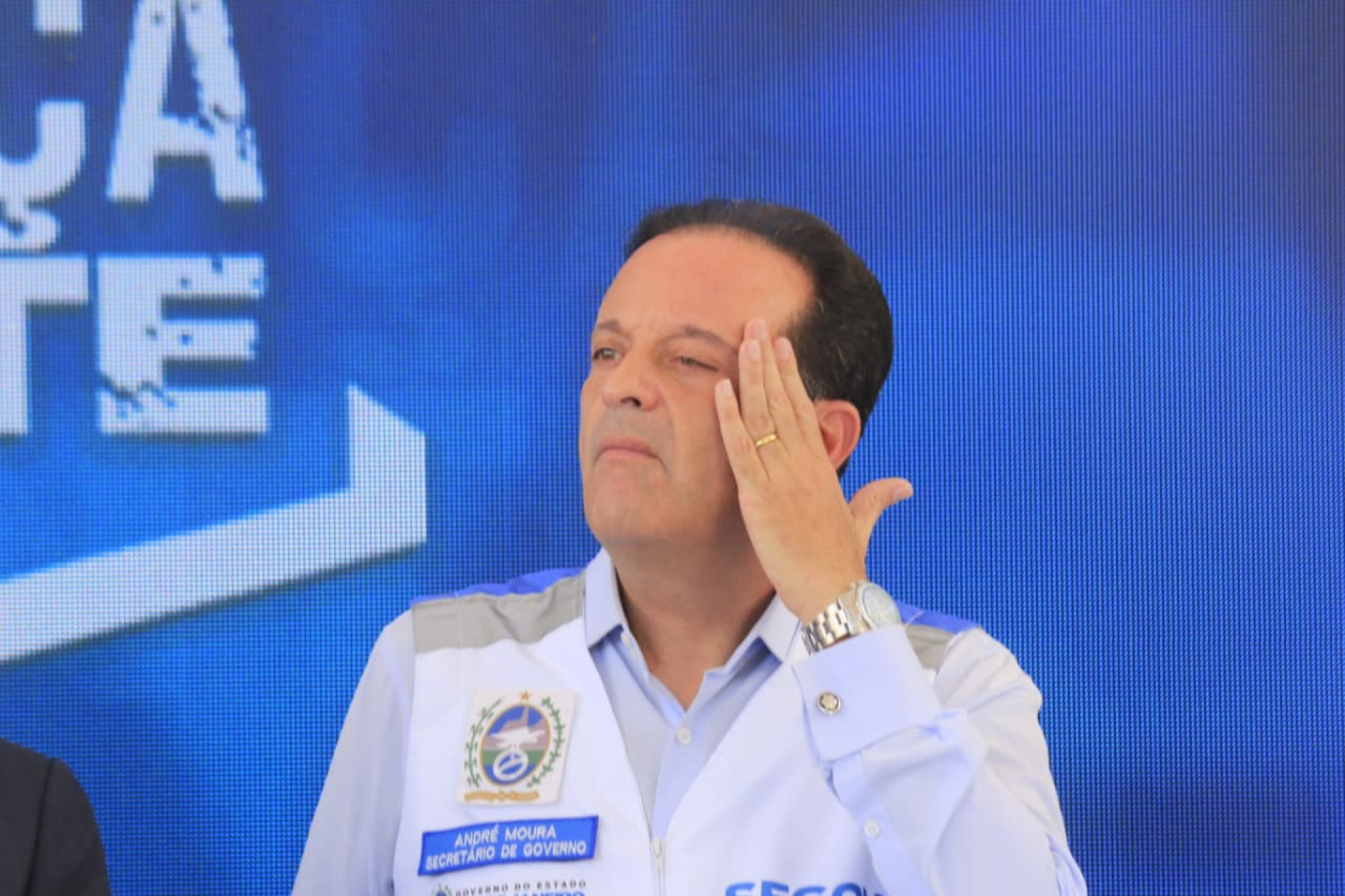 Secretário de Governo, André Moura esteve na inauguração da base na Barra - Carlos Elias / Agência O Dia