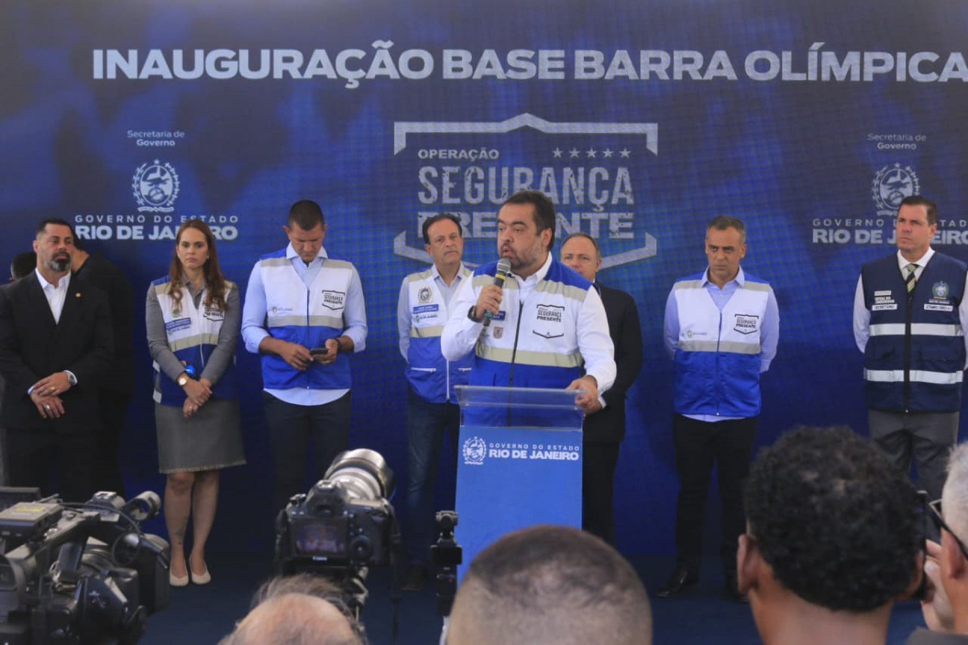 Governador Cláudio Castro discursou durante inauguração da base na Barra Olímpica - Carlos Elias / Agência O Dia