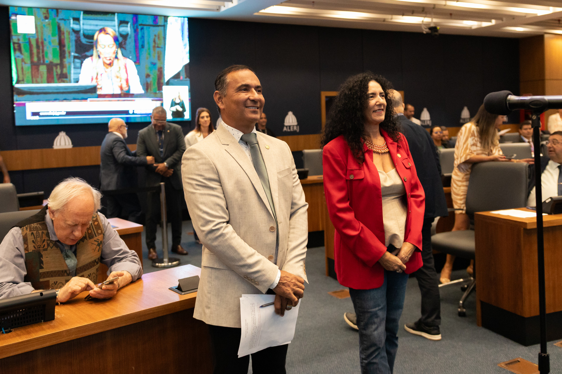 Deputado Renato Machado, novo líder da bancada do PT na Alerj, ao lado de Marina do MST - Divulgação