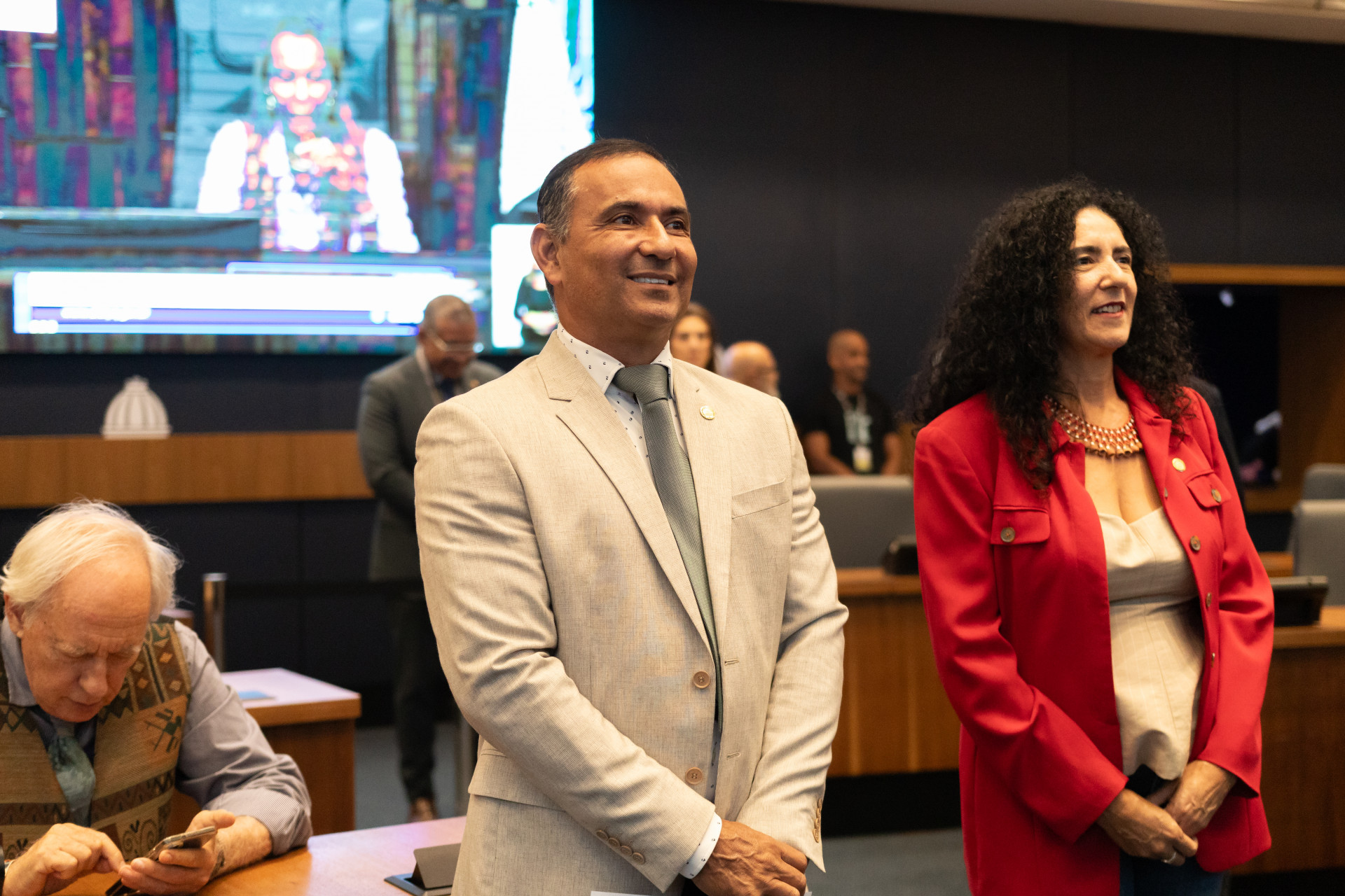 Deputado Renato Machado, novo líder da bancada do PT na Alerj, ao lado de Marina do MST - Divulgação