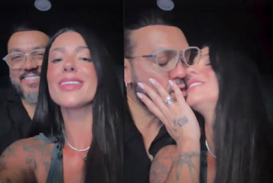 Rayane Figliuzzi troca beijos e curte show com Belo