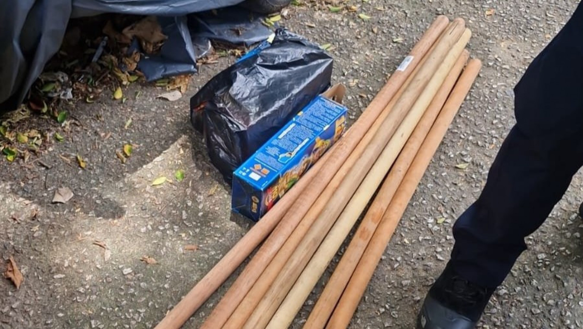 Peda&ccedil;os de madeira foram apreendidos pela Pol&iacute;cia Militar