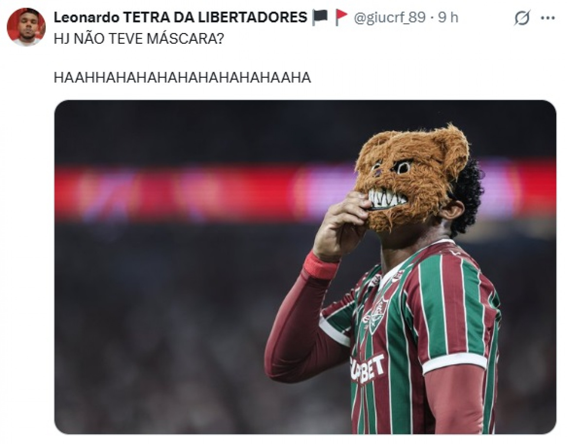 John Kennedy comemorou gol contra Flamengo na Taça Guanabara vestindo máscara e torcedores não perdoaram - Reprodução / X